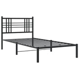 Metal Bed Frame without Mattress with Headboard Black 90x190 cm - Side View