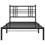 Metal Bed Frame without Mattress with Headboard Black 90x190 cm