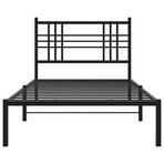 Metal Bed Frame without Mattress with Headboard Black 90x190 cm