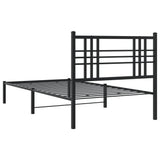 Metal Bed Frame without Mattress with Headboard Black 90x190 cm - Rear View