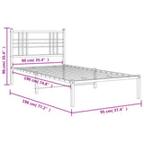 Metal Bed Frame without Mattress with Headboard Black 90x190 cm - Low Angle