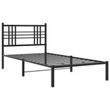 Metal Bed Frame without Mattress with Headboard Black 107x203 cm King Single