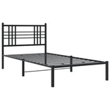 Metal Bed Frame without Mattress with Headboard Black 107x203 cm King Single - Side View