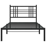 Metal Bed Frame without Mattress with Headboard Black 107x203 cm King Single