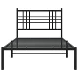 Metal Bed Frame without Mattress with Headboard Black 107x203 cm King Single - Top-Down View