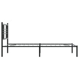 Metal Bed Frame without Mattress with Headboard Black 107x203 cm King Single - 45-Degree Angle