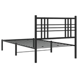 Metal Bed Frame without Mattress with Headboard Black 107x203 cm King Single - Rear View