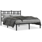 Metal Bed Frame without Mattress with Headboard Black 137x190 cm