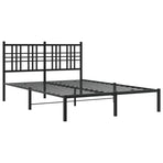 Metal Bed Frame without Mattress with Headboard Black 137x190 cm