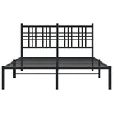 Metal Bed Frame without Mattress with Headboard Black 135x190 cm
