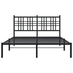 Metal Bed Frame without Mattress with Headboard Black 137x190 cm