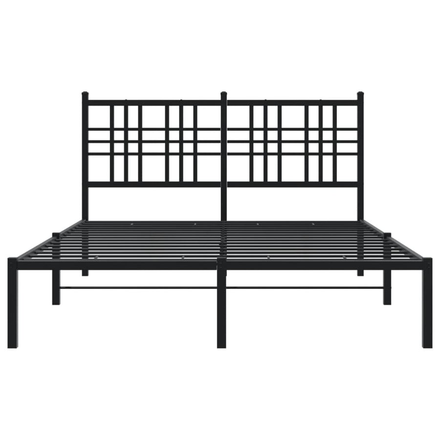 Metal Bed Frame without Mattress with Headboard Black 137x190 cm