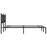 Metal Bed Frame without Mattress with Headboard Black 135x190 cm