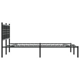 Metal Bed Frame without Mattress with Headboard Black 135x190 cm - 45-Degree Angle