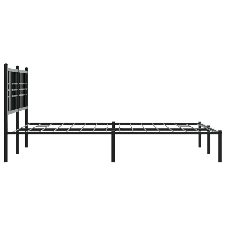 Metal Bed Frame without Mattress with Headboard Black 137x190 cm