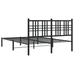 Metal Bed Frame without Mattress with Headboard Black 137x190 cm