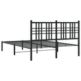 Metal Bed Frame without Mattress with Headboard Black 135x190 cm - Rear View