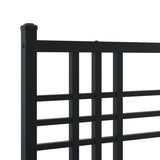 Metal Bed Frame without Mattress with Headboard Black 135x190 cm - Close-Up Angle