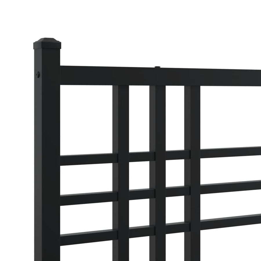 Metal Bed Frame without Mattress with Headboard Black 137x190 cm
