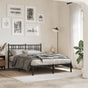 Metal Bed Frame without Mattress with Headboard Black 137x190 cm