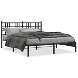 Metal Bed Frame without Mattress with Headboard Black 150x200 cm - Front View