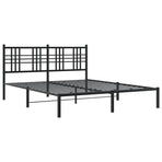 Metal Bed Frame without Mattress with Headboard Black 150x200 cm