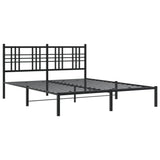 Metal Bed Frame without Mattress with Headboard Black 150x200 cm - Side View
