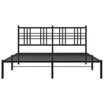 Metal Bed Frame without Mattress with Headboard Black 150x200 cm