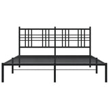 Metal Bed Frame without Mattress with Headboard Black 150x200 cm - Top-Down View