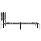 Metal Bed Frame without Mattress with Headboard Black 150x200 cm - 45-Degree Angle