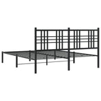 Metal Bed Frame without Mattress with Headboard Black 150x200 cm