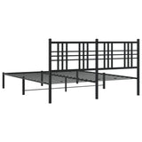 Metal Bed Frame without Mattress with Headboard Black 150x200 cm - Rear View