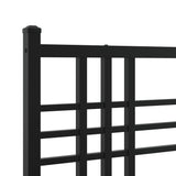 Metal Bed Frame without Mattress with Headboard Black 150x200 cm - Close-Up Angle