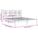 Metal Bed Frame without Mattress with Headboard Black 150x200 cm - Low Angle
