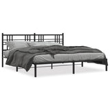 Metal Bed Frame without Mattress with Headboard Black 183x203 cm King - Front View