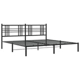 Metal Bed Frame without Mattress with Headboard Black 183x203 cm King - Side View