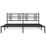Metal Bed Frame without Mattress with Headboard Black 183x203 cm King