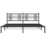 Metal Bed Frame without Mattress with Headboard Black 183x203 cm King - Top-Down View