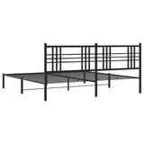 Metal Bed Frame without Mattress with Headboard Black 183x203 cm King