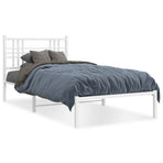 Metal Bed Frame without Mattress with Headboard White 90x190 cm