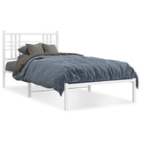 Metal Bed Frame without Mattress with Headboard White 90x190 cm - Front View