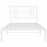 Metal Bed Frame without Mattress with Headboard White 90x190 cm