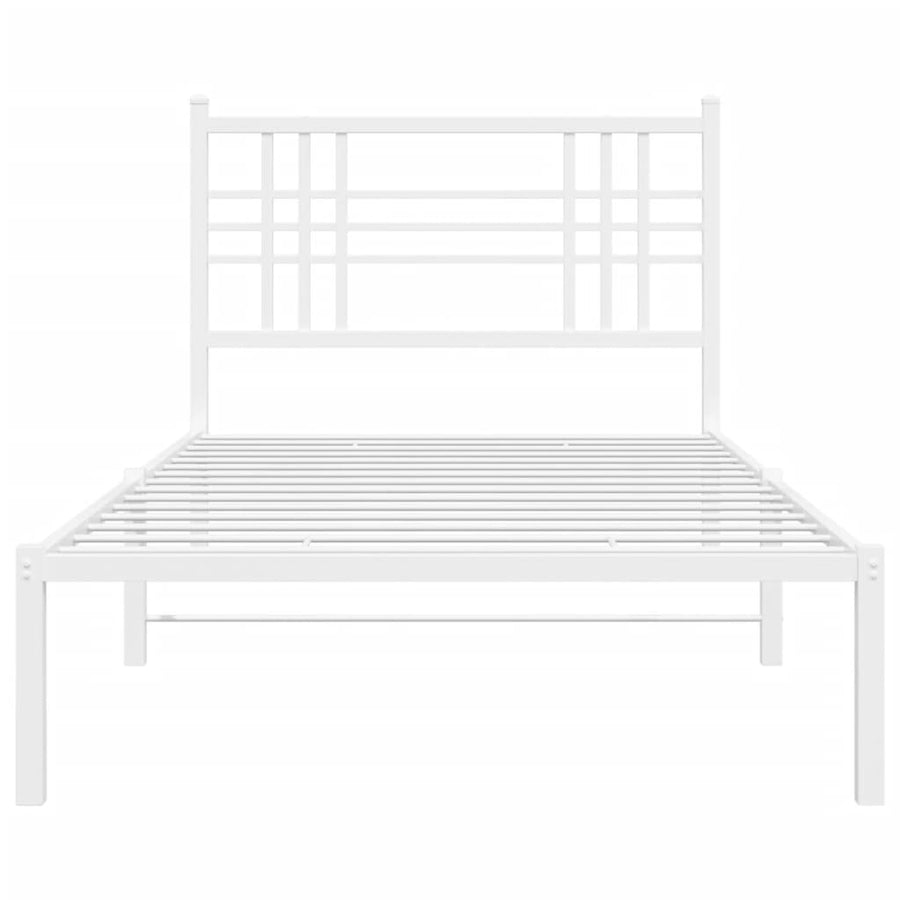 Metal Bed Frame without Mattress with Headboard White 90x190 cm
