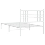 Metal Bed Frame without Mattress with Headboard White 90x190 cm