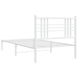 Metal Bed Frame without Mattress with Headboard White 90x190 cm - Rear View