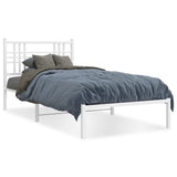 Metal Bed Frame without Mattress with Headboard White 107x203 cm King Single - Front View