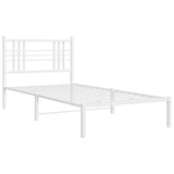 Metal Bed Frame without Mattress with Headboard White 107x203 cm King Single - Side View