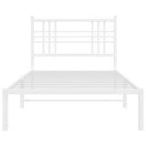 Metal Bed Frame without Mattress with Headboard White 107x203 cm King Single