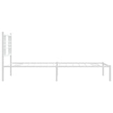 Metal Bed Frame without Mattress with Headboard White 107x203 cm King Single - 45-Degree Angle