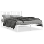 Metal Bed Frame without Mattress with Headboard White 137x190 cm